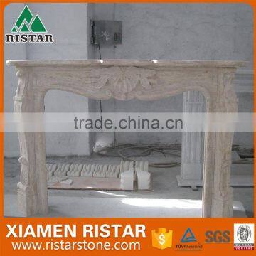 High quality natural yellow vein marble fireplace surround mantel RST-FP-K018