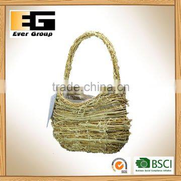 Handbag Shaped Natural Rattan Woven Flowerpot photo-3