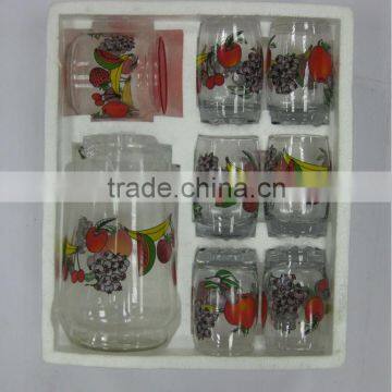 JK002 8pcs Glass Drinking Set With Printing photo-3