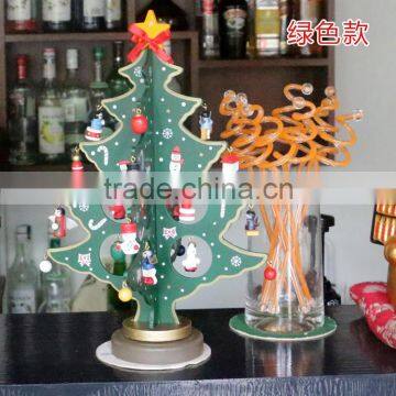 2016 New Product Cheap Mini Wooden Christmas Trees Table Decorations With Ornaments Gift SL photo-2