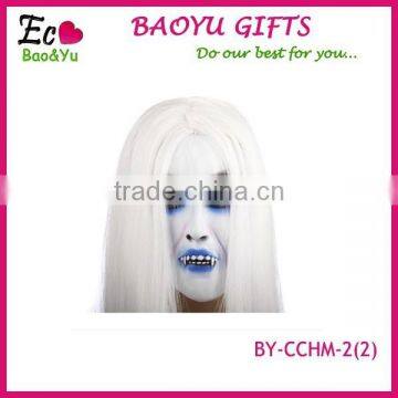 Masked Ball, White Haired Halloween Mask,scary Masks and White Witch Latex Mask Bleed photo-3