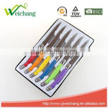 WCJ842 Hot Sale Cutlery Set 6 Pcs Stainless Steel and Plastic Handle Steak Knife Set