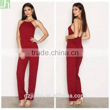 Low back red jumpsuit fashion new design