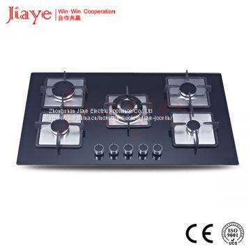 Tempered glass gas hob/90cm kitchen gas stove/Built in 5 burner gas cooker JY-G5006