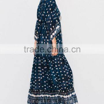 Gorgeous Boho Printed Rayon V Neck Maxi Dress Bohemian Ladies Western Dresses Names HSd5094 photo-5