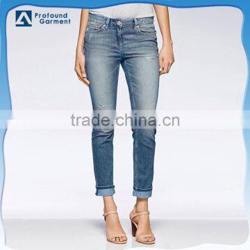 women ruffle bottom cheap skinny jeans wholesale china