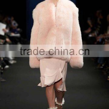 2016 Best Selling Winter Women Pink Sexy Fox Fur Coat OEM Service photo-3
