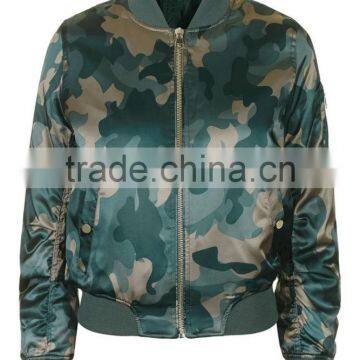 Hot Sale Lady Shiny Camo Print Bomber Jackets Customized China photo-5