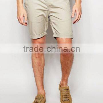 Custom Side Slant Pocket Men's Grey Blank Slim Fit 65% Cotton 35% Polyester Stretch Twill Concealed Fly Casual Shorts