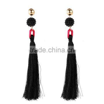 Bohemian Jewelry Imitation Pearls With Long Colorful Tassel Charms Earrings for Women photo-5