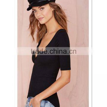 Scoop neck knit custom t shirt in wholesale