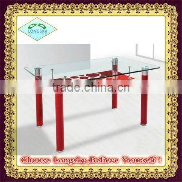 hot selling new design cheaper plastic legs glass dining table