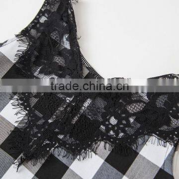ShiJ 2017 New Design Brand Casual Black White Lattice Lace Vest Women Dresses photo-3