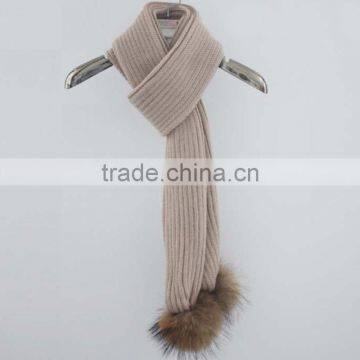 Myfur 2016 Wholesale Genuine Raccoon Fur Pom Poms Winter Knit Scarf photo-3