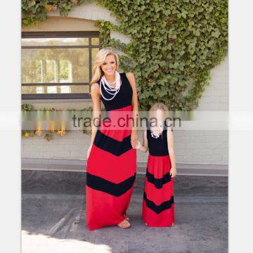 2017 Mommy And Girl Family Matching Mother Daughter Dresses Clothes Striped Mom And Daughter Dress Kids Parent Outfits