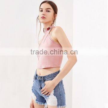 New Rose Designed Tank Top, Women Sexy Pink Top photo-3