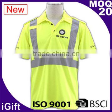 IS09001/BSCI Factory safety reflective work shirt 100% cotton life polo t shirt