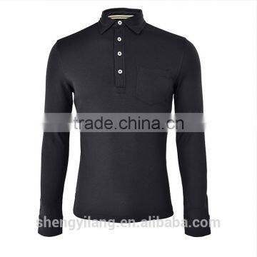 Mens New Design Wholesale Long Sleeve Polo Shirt With Pocket