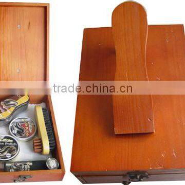 Home use luxury shoe shine kit wooden box package