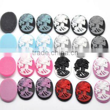 Mixed Resin Halloween Skull Pattern Oval Cameo Embellishment Findings 25x18mm0 photo-3