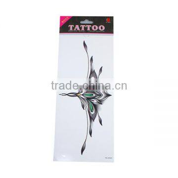 Paper Removable Waterproof Temporary Sternum Tattoo Sticker Body Art Black Flower Pattern Custom Temporary Tattoos