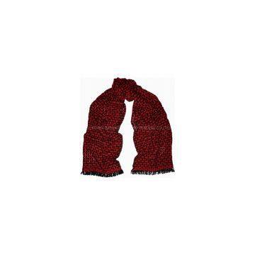 women black and red open-knit cashmere scarf