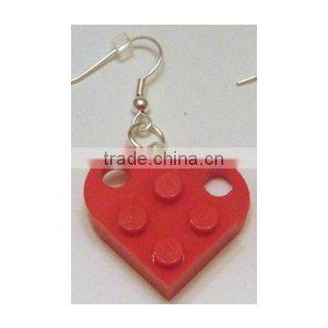 Wholesale red heart charm earrings/plastic heart earrings/love earrings