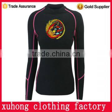 popular design women black quick dry lycra rash guard surf shirt