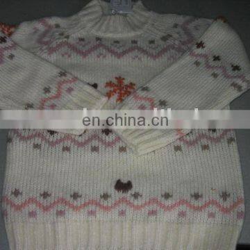 Colorful Kids Knitting Pattern Sweater With Snowflakes and Penguin for Christmas
