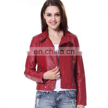 2015 Women's Outwear Motorcycle Tops Long Sleeve Leather Jacket Coat