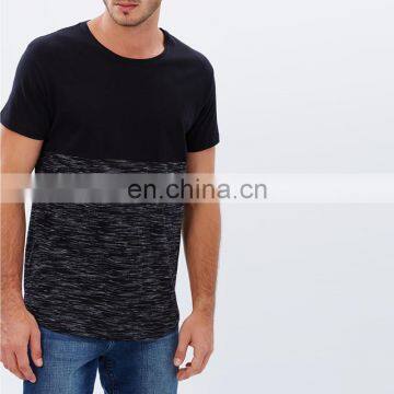 cotton slub contrast panel t shirt for men free sample