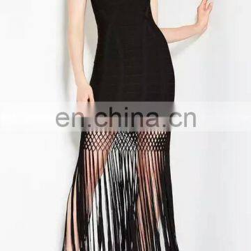 New Fashion Women Bandage Dress Mature Ladies Modest Sexy Tassel Dress photo-3