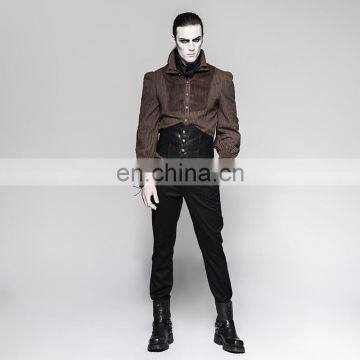 Men's Underbust Black Leather Buttoned Corsage Belt Punk Rave S-211 photo-5