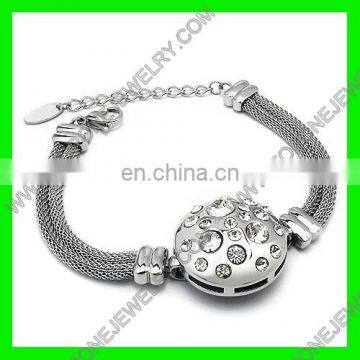 Special gemstone glass memory 316l stainless steel mesh locket bracelet