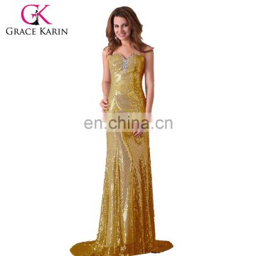 Grace Karin Sexy Shinning Sequins sleeveless long floor length Prom Party Gown Evening Dresses CL2531-1