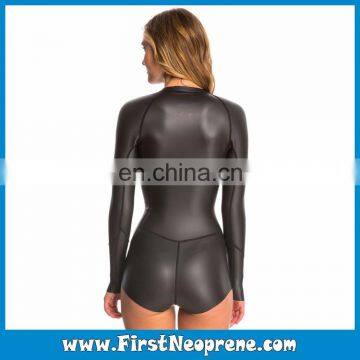 Back Zipper 2/3MM Neoprene CR Rubber Women Long Sleeve Smooth Skin Shorty Diving Suit photo-6