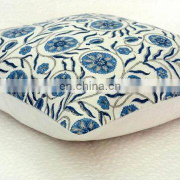 Indian Ethnic Decor Art Cushion Cover Handmade Block Printed Pillow Case Cover Removale Cushion Cover Traditional Pillow Cover