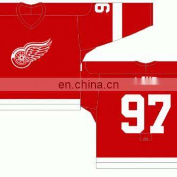 Embroidered Custom Name/Number Detroit Red Wings Team Hockey Uniform