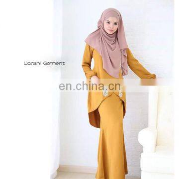 Oem service supply muslim women dress slim cut and fishtail design modern baju kurung malaysia