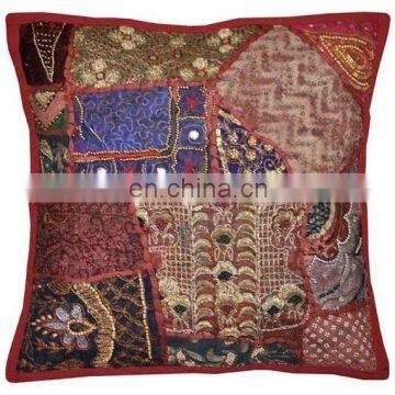 Indian Handmade Cushion Cover Embroidery Patchwork Decor Pillow Beaded Covers 16 Embroidered Ethnic Decorative Vintage Cases Art photo-3