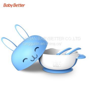 Antibacterial Cute Rabbit Design Food Grade bpa free Baby Bowl Kids Bowl with suction