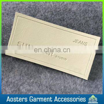 Hand Made Custom Hot Pressing Jeans Leather Label Design White Leather Label photo-4