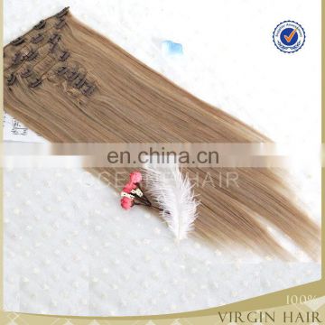 Natural cheap 100% human hair virgin clip in hair extensions for african american