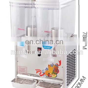 Double 20L Tank Juice Dispenser with Paddle Stirring System Cold Drink Dispenser For Bars Shops