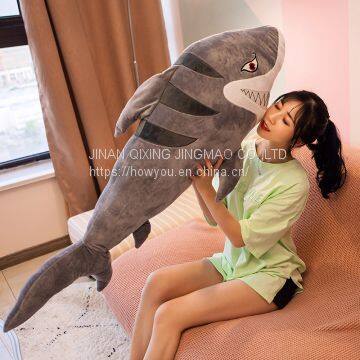 Simulation Big mouth sharp teeth plush toy shark for sleeping as present