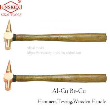 Inspection hammer with explosion-proof wooden handle Aluminum bronze 150g