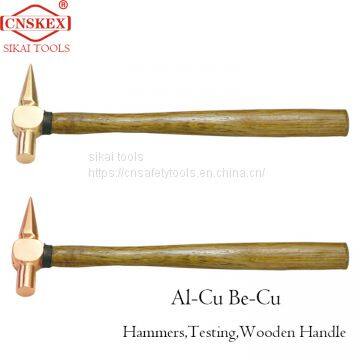 Inspection Hammer With Explosion-proof Wooden Handle Aluminum Bronze 150g