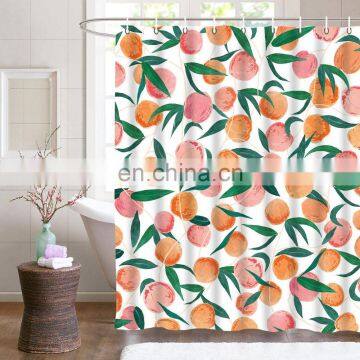 Hot Sale Orange Pattern Digital Printing Shower Curtain With Hooks photo-4