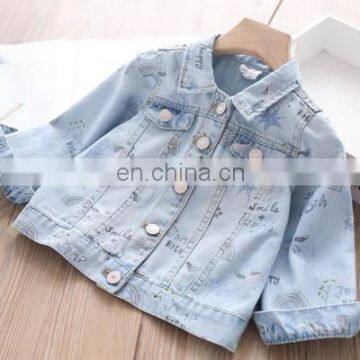 2020 Autumn Girls Printed Lapel Jeans Coat Children's Clothing Wholesale photo-5