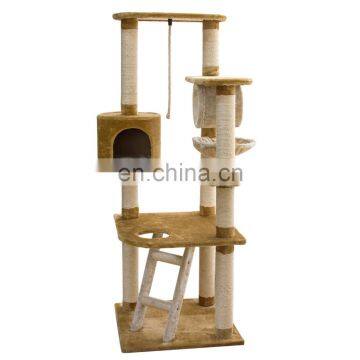 Wholesale Natural Outdoor Modern Designer Custom Brown Wood Wooden Large Cat Tower Tree Cat Furniture Condo photo-2